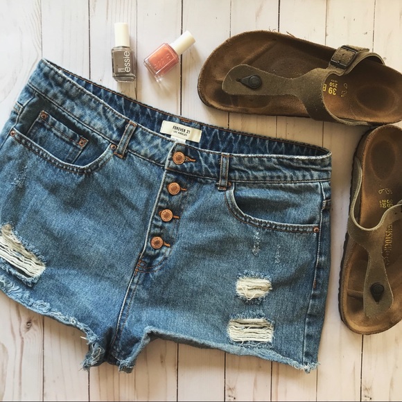 Forever 21 Pants - Forever 21 Distressed Denim Jean Shorts